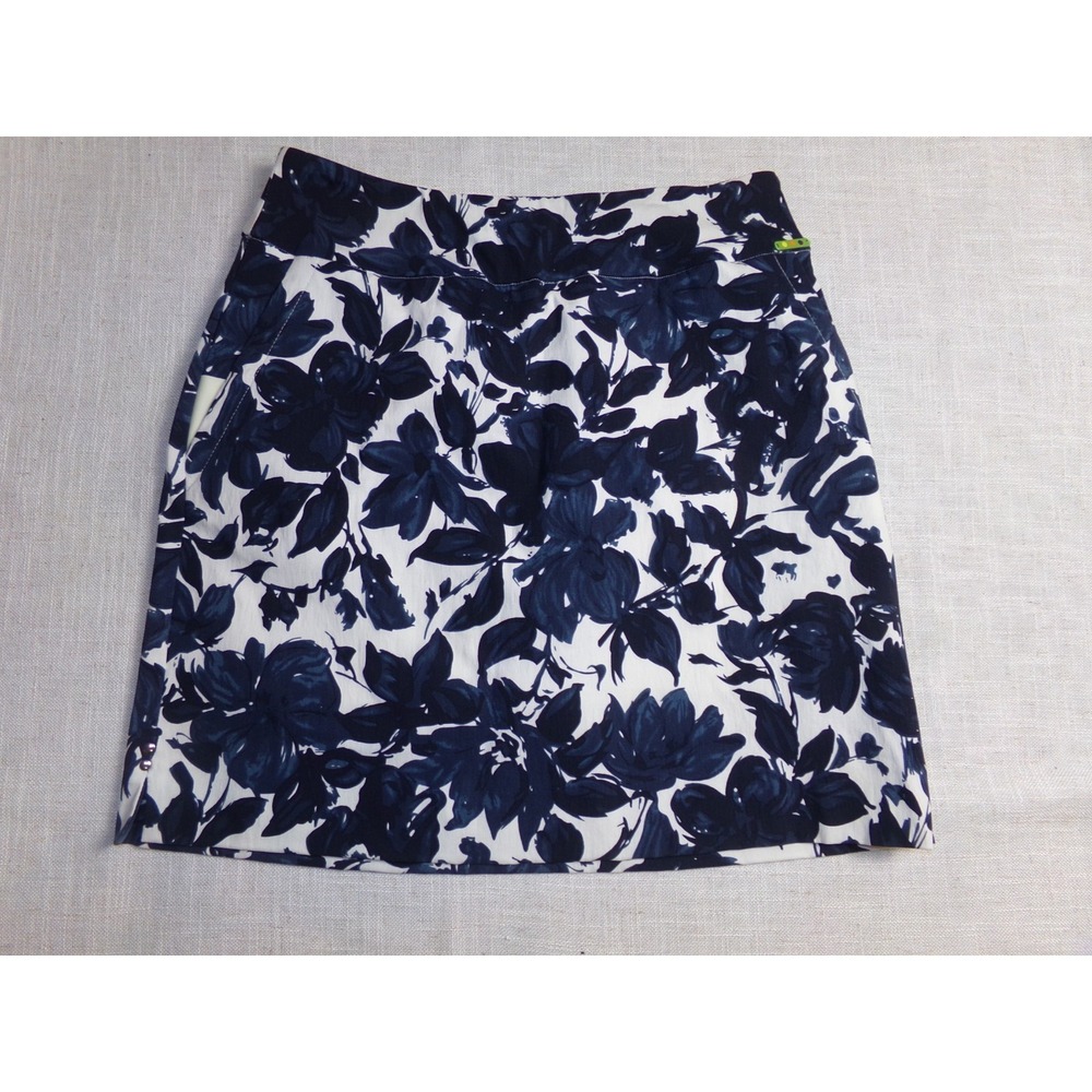 Swing Control Black / Lt Blue Dahlia Pull-on Stretch GOLF Tennis SKORT Size 6